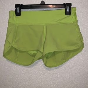 neon green lululemon speed up shorts